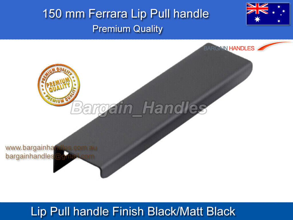 Kitchen lip pulls handles cupboard door cabinet drawer Contemporary Matt Black