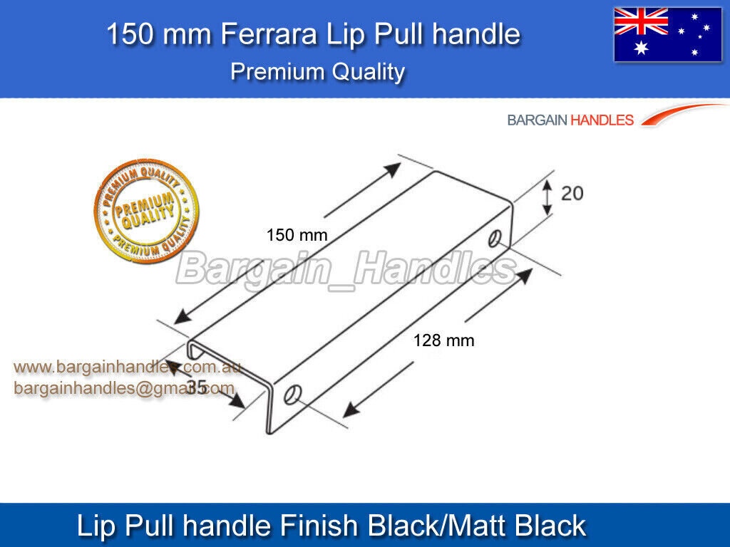 Kitchen lip pulls handles cupboard door cabinet drawer Contemporary Matt Black